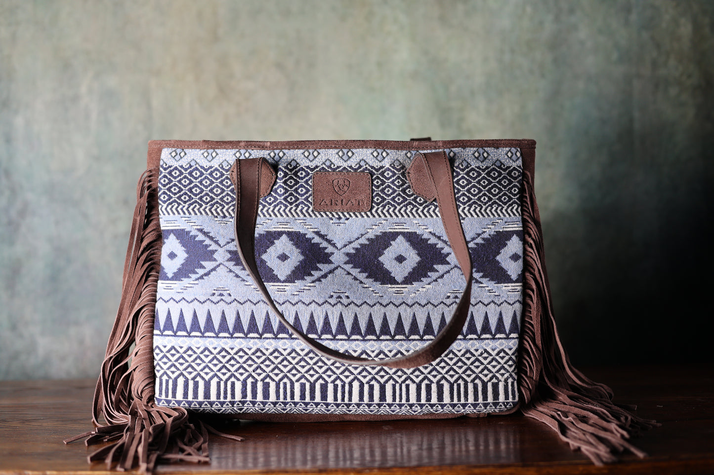 Blue & Brown Fringe Ariat Tote Bag