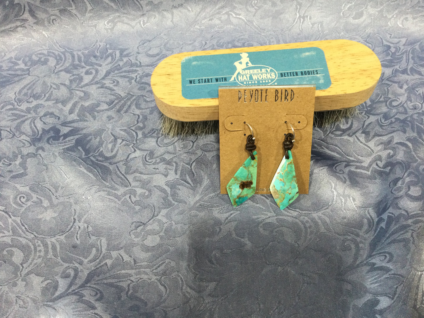 Photo of the Free Spirit by Peyote Bird Earrings sold by Greeley Hat Works
