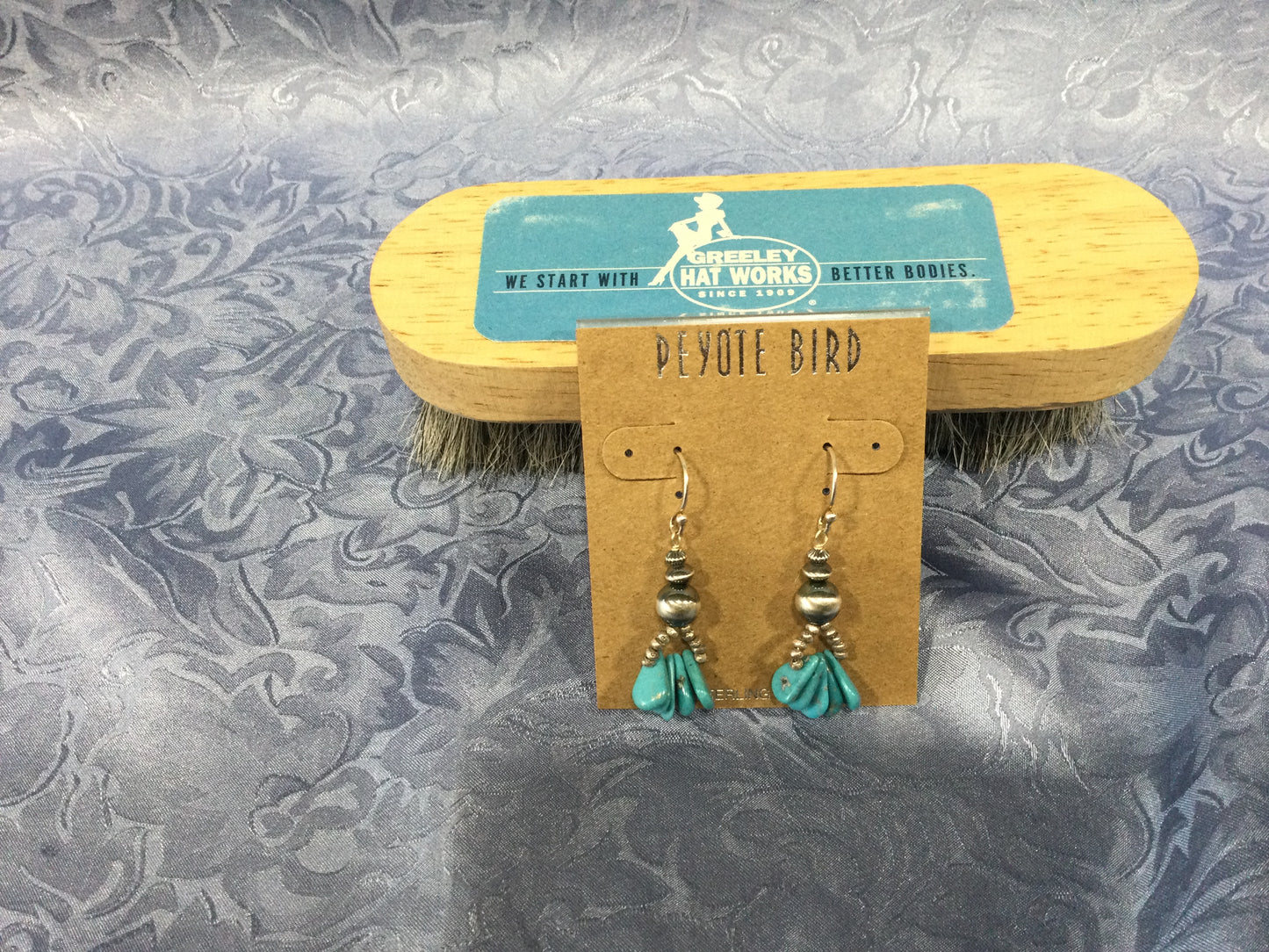 Photo of the Free Spirit by Peyote Bird Earrings sold by Greeley Hat Works