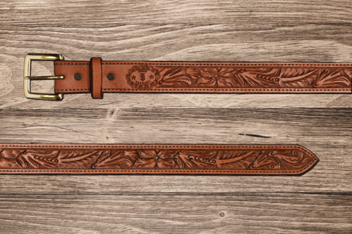 Texas Saddlery Saddle Tan Floral Belt