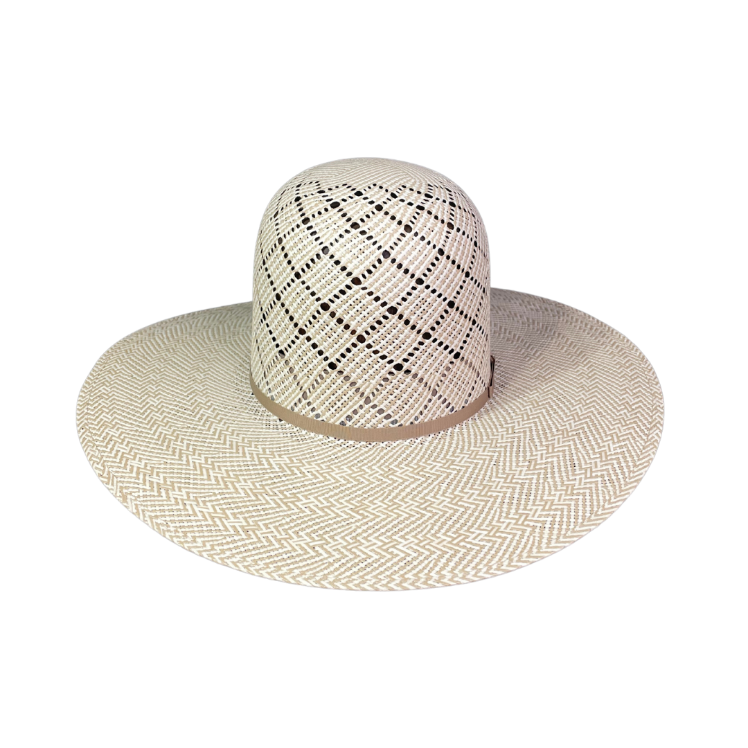 Flat brim straw cowboy hat sales