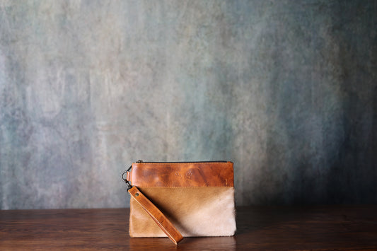 Genuine Cowhide Wristlet Highlands Clutch Bag