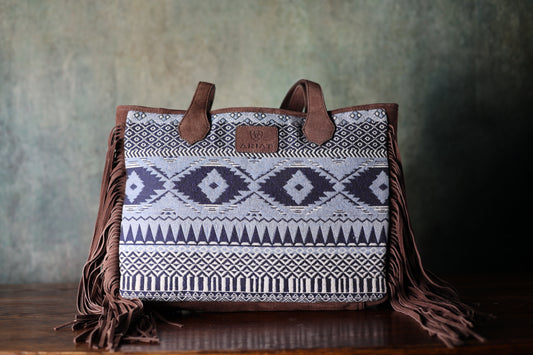 Blue & Brown Fringe Ariat Tote Bag