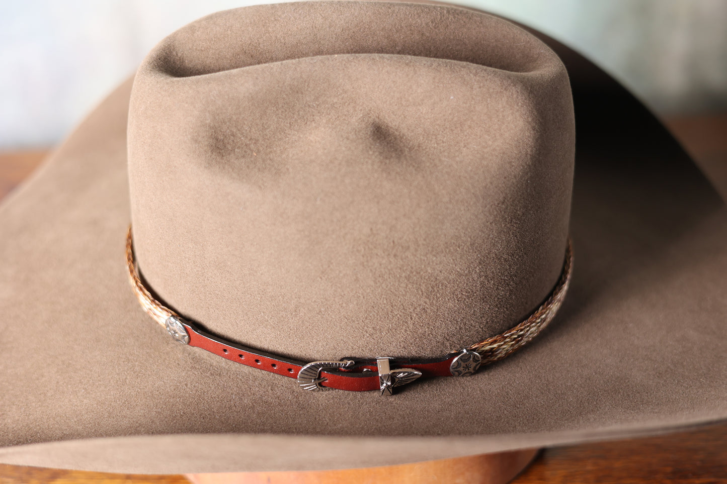 Horse Hair Band With Leather and Concho