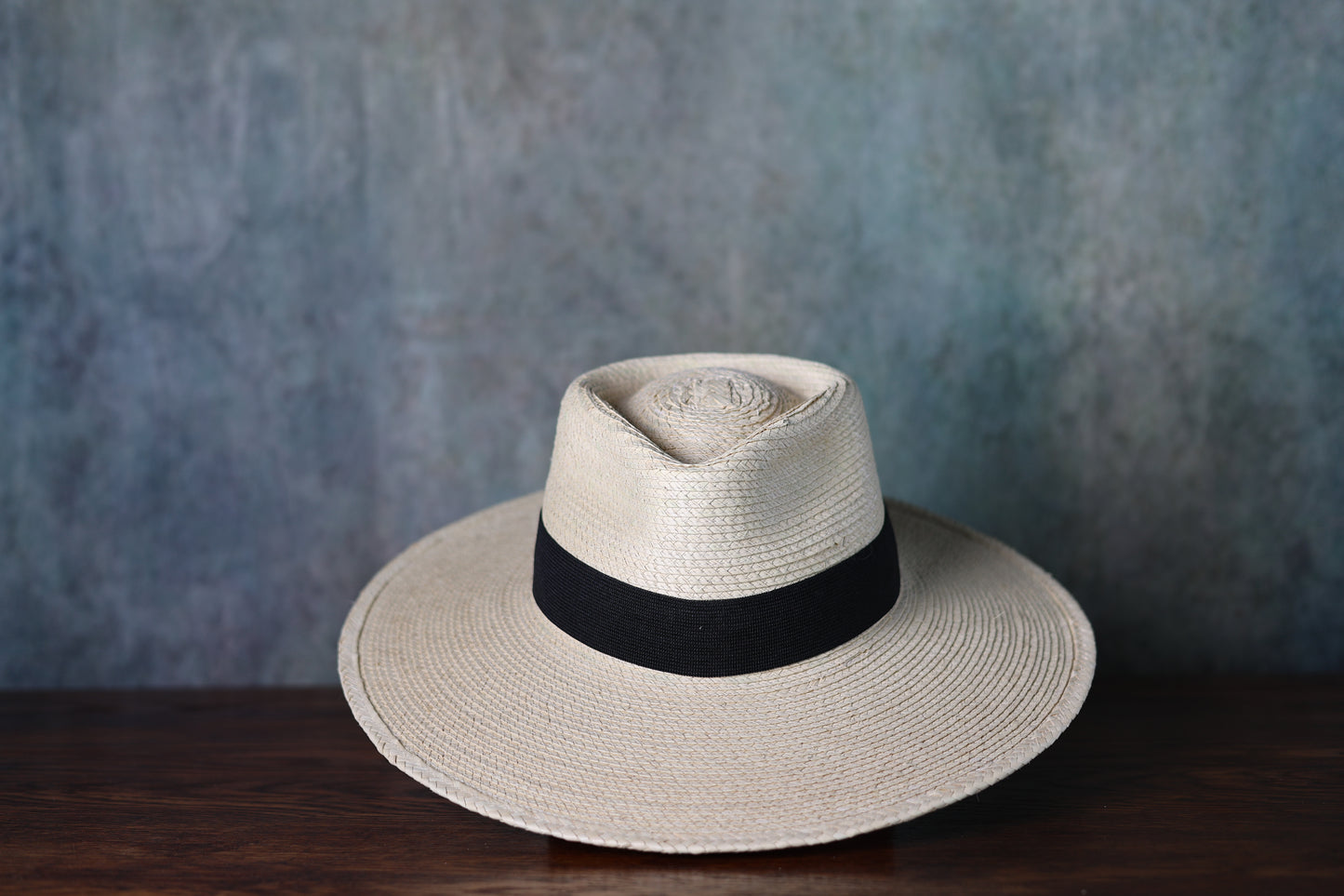 Photo of SunBody Casa Blanca Palm Leaf straw hat with black band from Greeley Hat Works