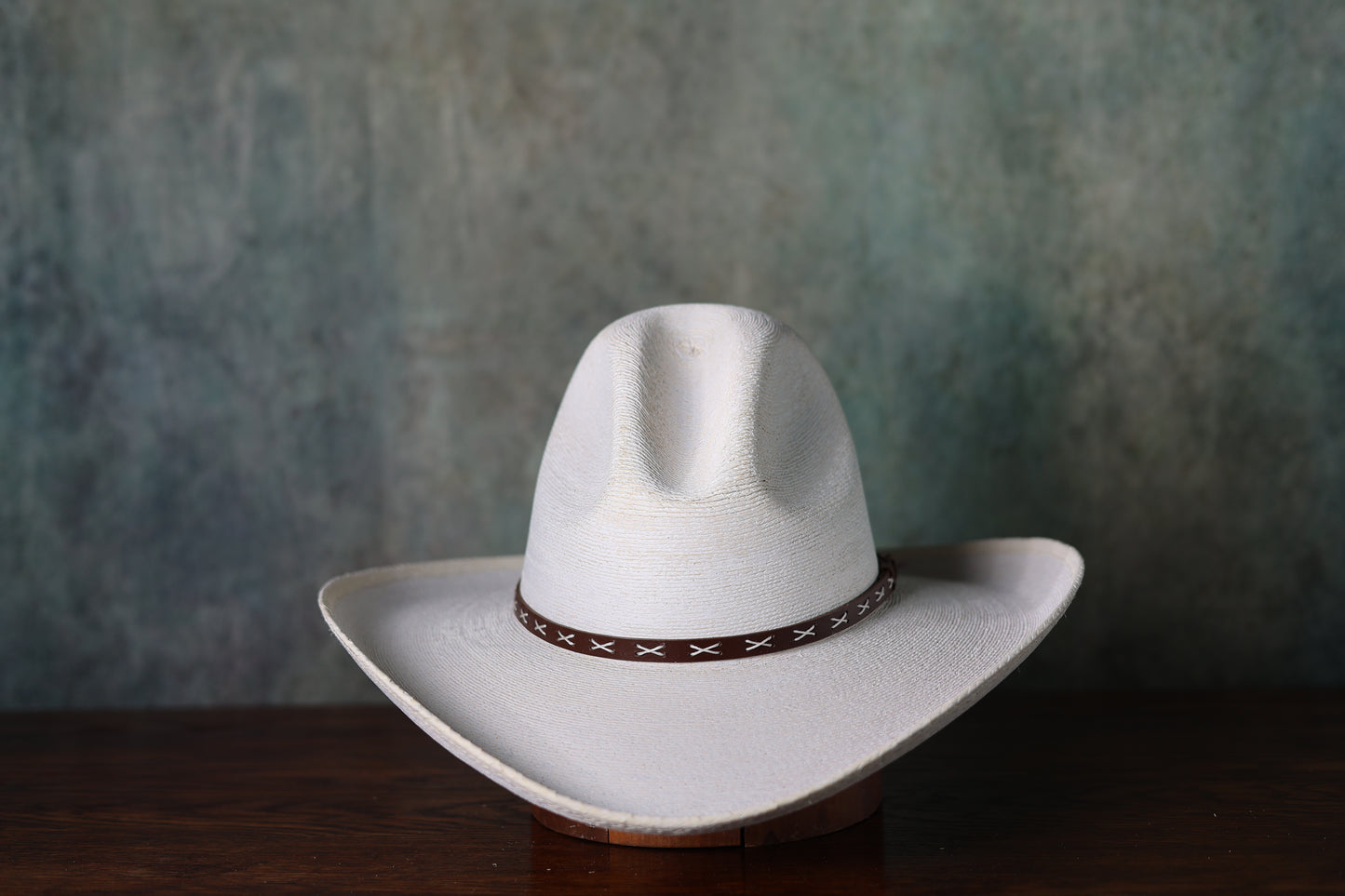 Photo of white SunBody Mexican Fine Palm Gus straw hat from Greeley Hat Works