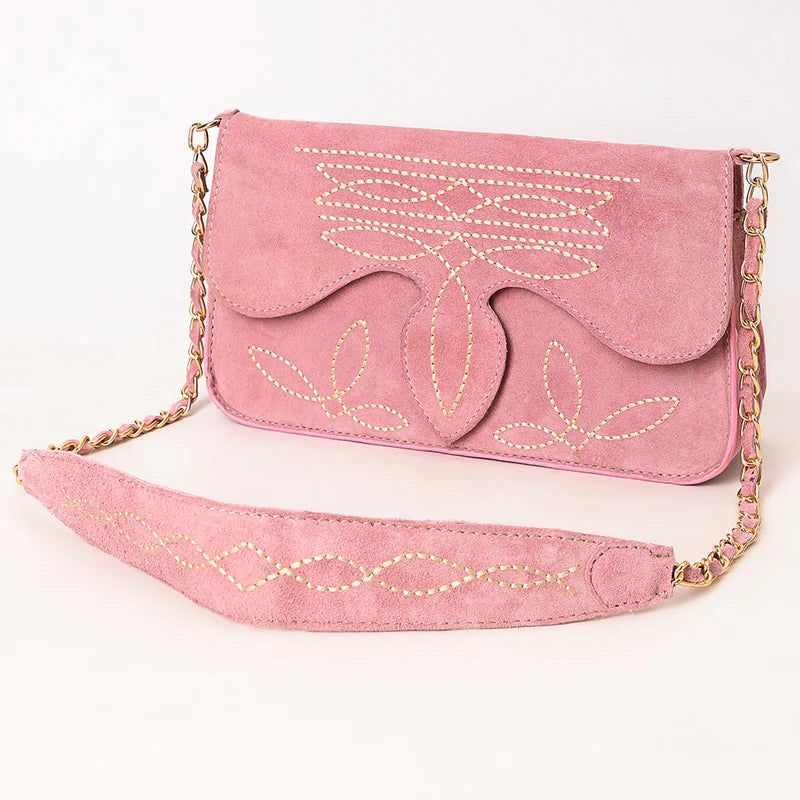 ADBGA692D American Darling Boot Stitched Genuine Suede Leather Small Cross body Bag