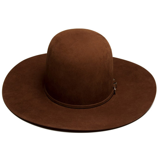 Photo of the Greeley Hat Works Pure Beaver Rust colored felt hat on a white background