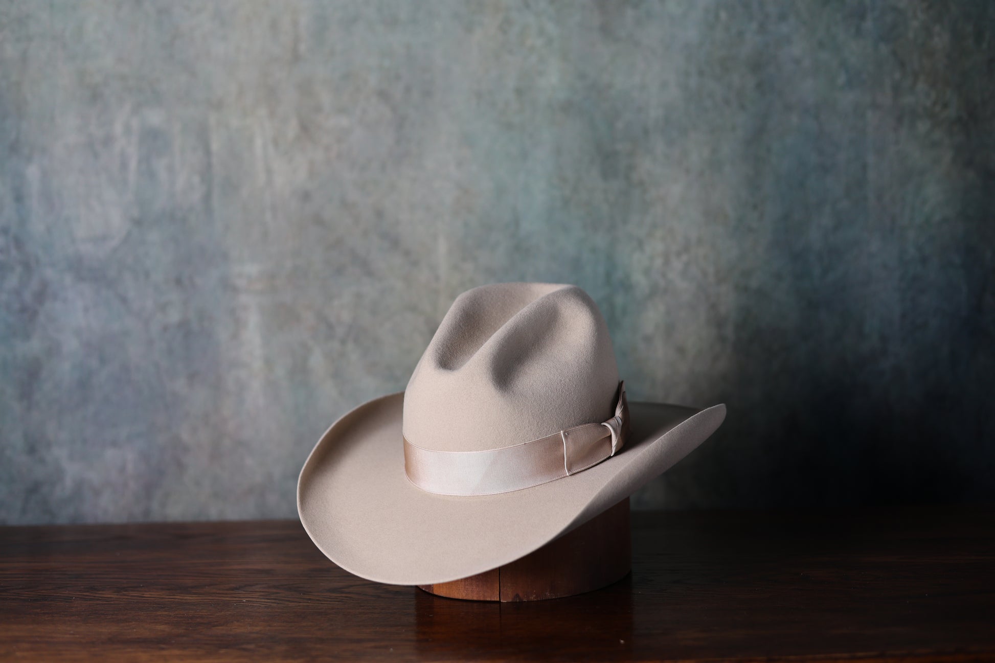 Photo of the front of the NINE70 Owens Fashion Hat from Greeley Hat Works with thick tan band, buckskin color and unisex style