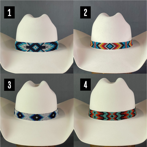 Blue round beaded hat band, beaded rope hot necklace, fedora hat band, western hat band, cowboy hat band, unisex beaded hat band,