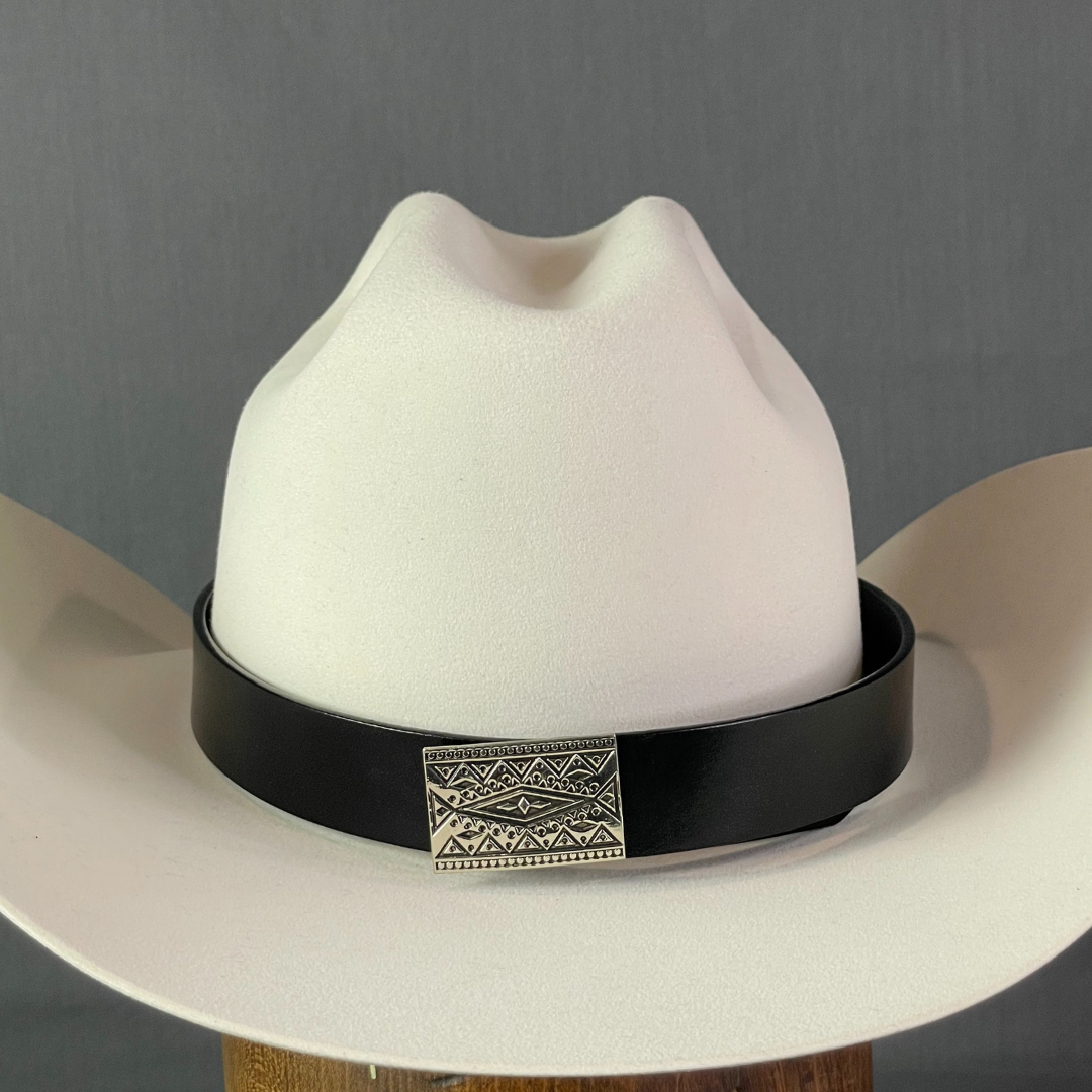 Classic Leather Hat Band with Concho Buckle