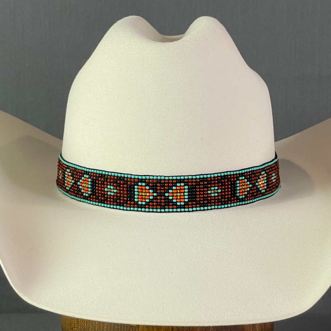 Multi-Brown Beaded Hat Band